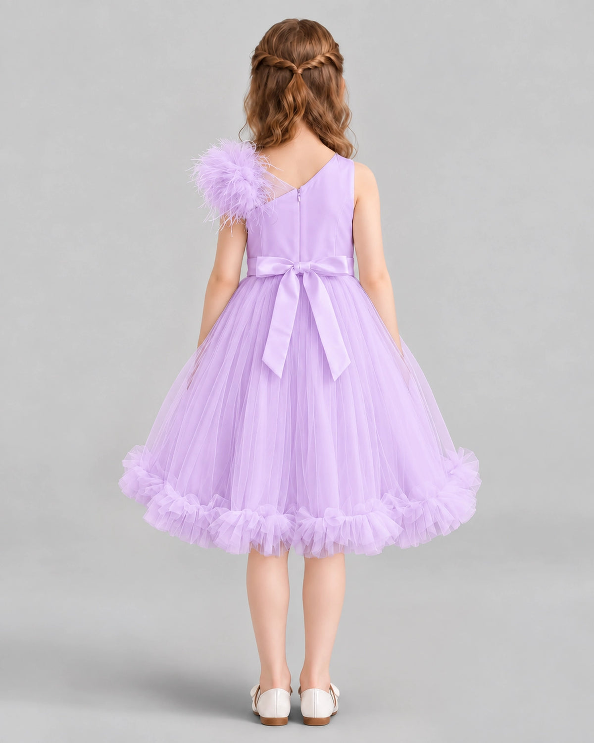 Lilac A-line Girls Formal Dresses Back