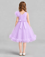 Lilac A-line Girls Formal Dresses Back