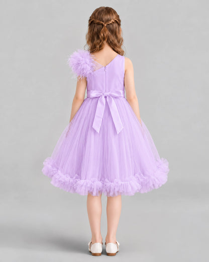 Lilac A-line Girls Formal Dresses Back
