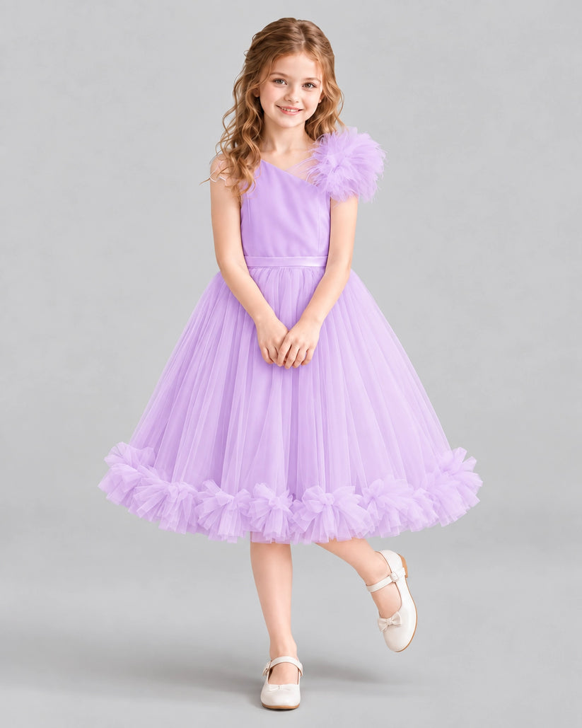 Lilac A-line Girls Formal Dresses Front