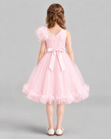 Pink A-line Girls Formal Dresses Back