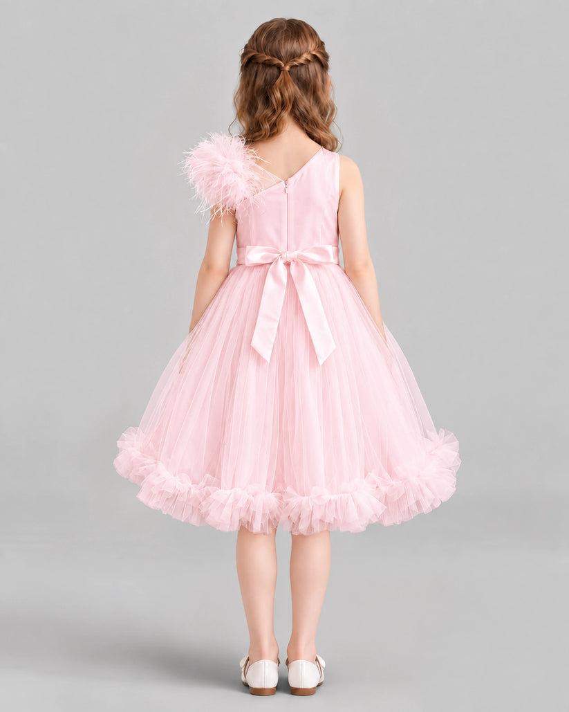 Pink A-line Girls Formal Dresses Back