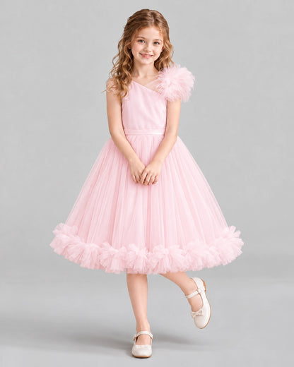 Pink A-line Girls Formal Dresses Front
