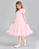 Pink A-line Girls Formal Dresses Side