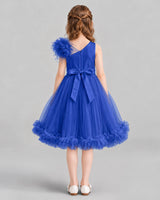 Royal Blue A-line Girls Formal Dresses Back