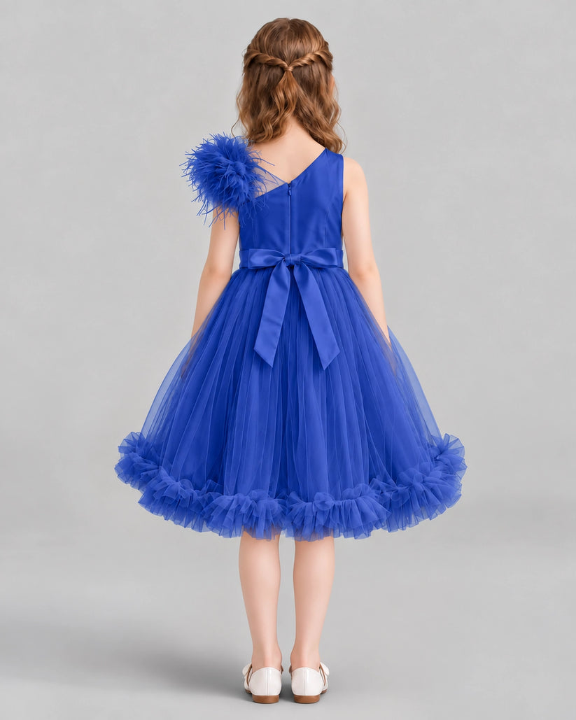 Royal Blue A-line Girls Formal Dresses Back