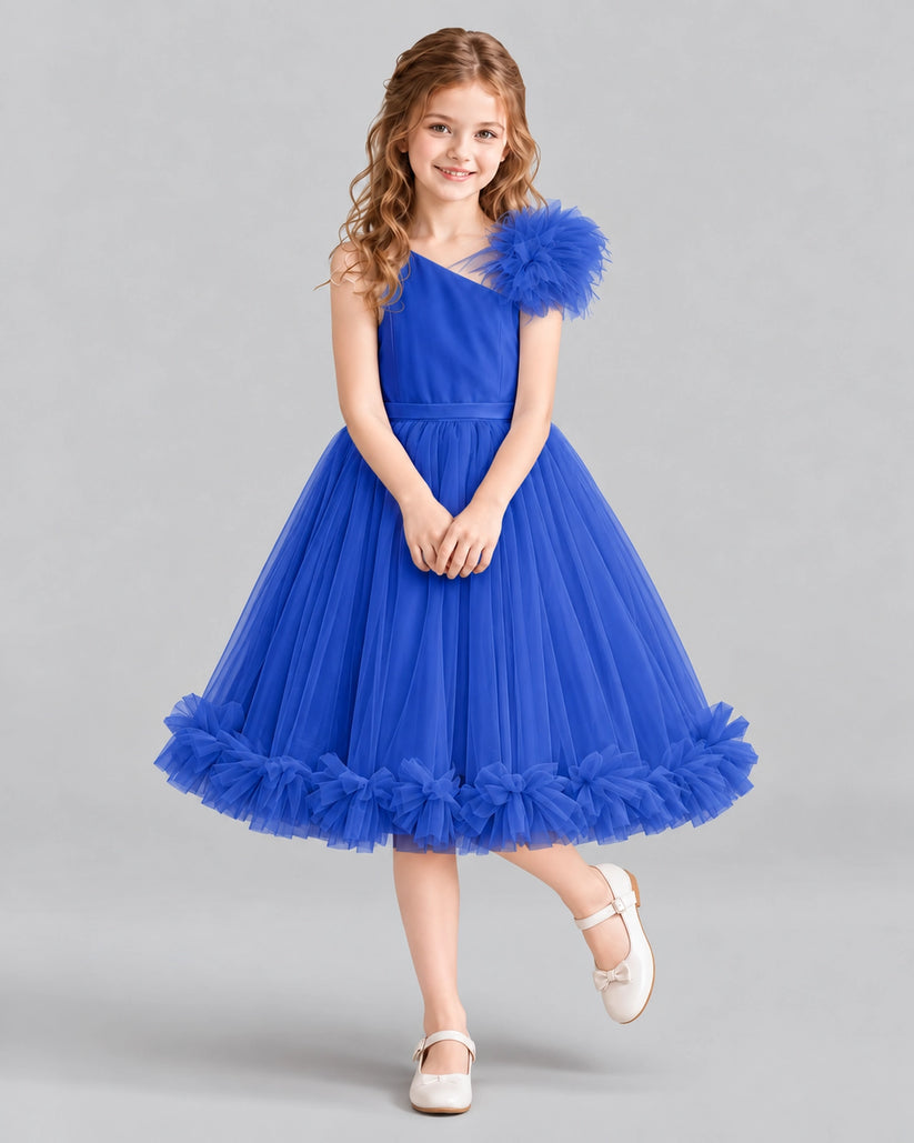 Royal Blue A-line Girls Formal Dresses Front