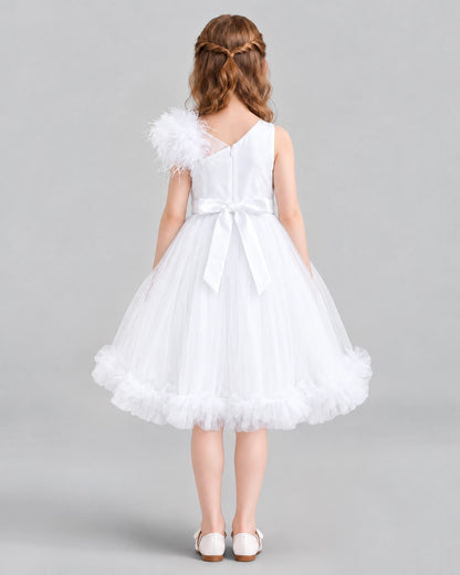 White A-line Girls Formal Dresses Back