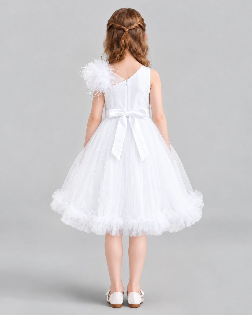 White A-line Girls Formal Dresses Back