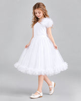 White A-line Girls Formal Dresses Side