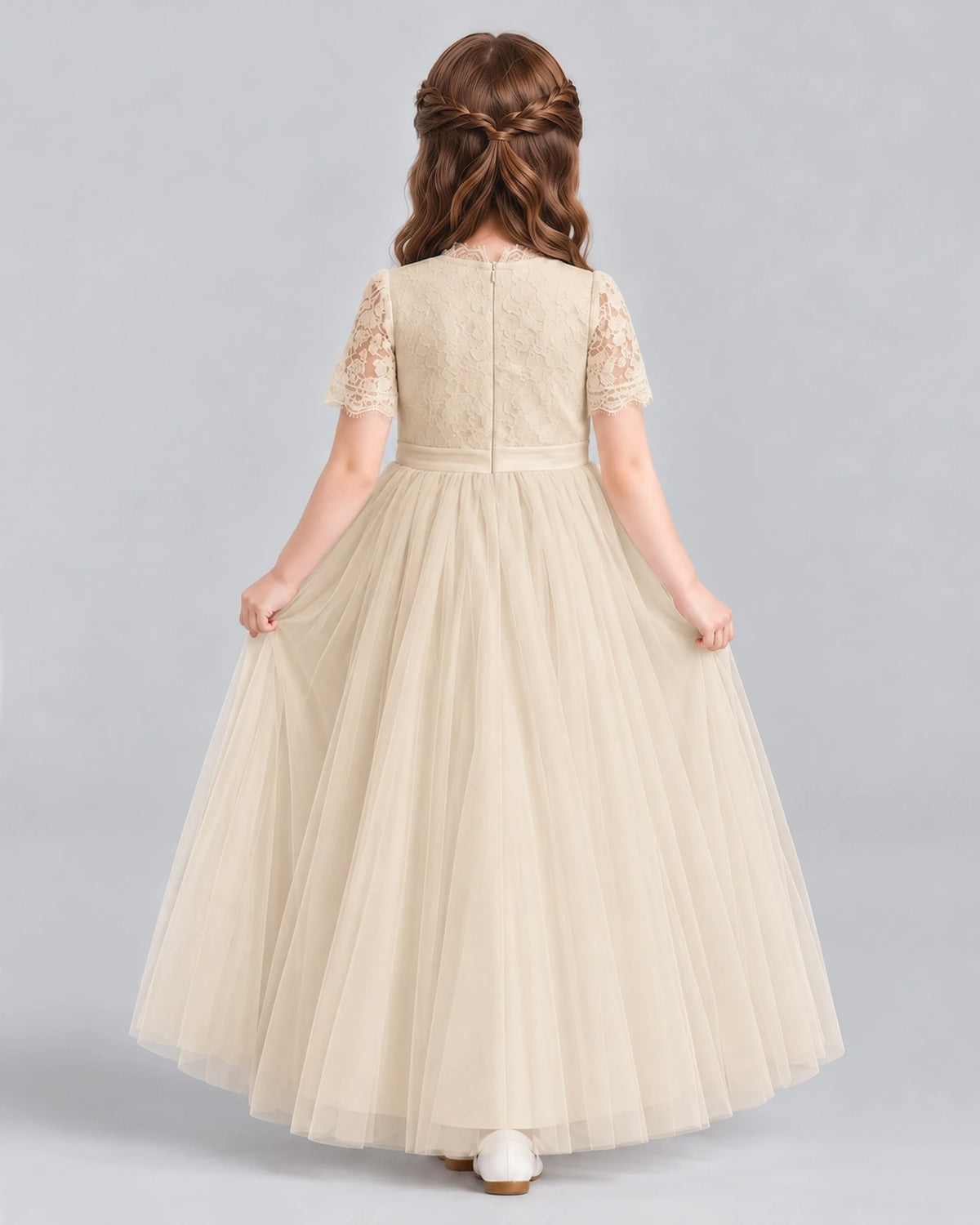 Champagne Ball Gown Flower Girl Dresses Back