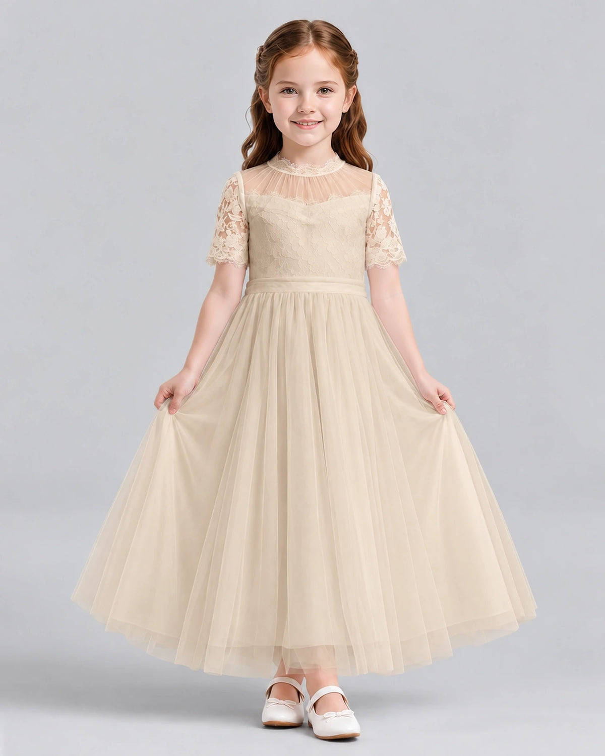 Champagne Ball Gown Flower Girl Dresses Front