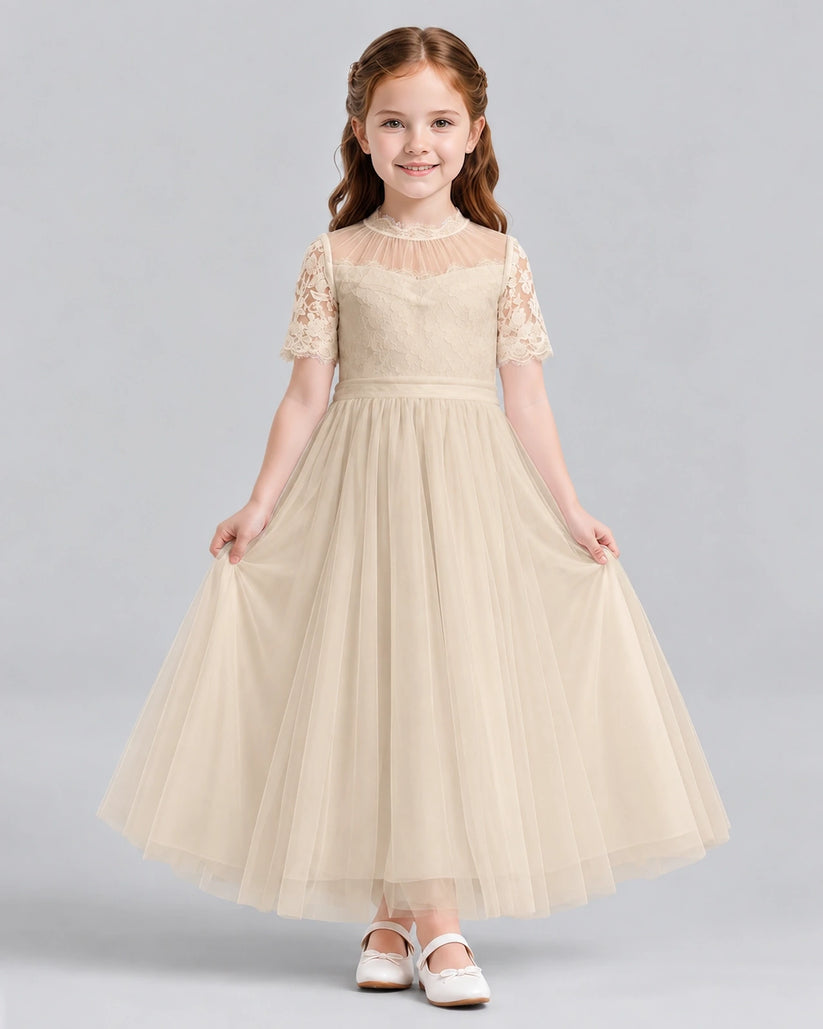 Champagne Ball Gown Flower Girl Dresses Front