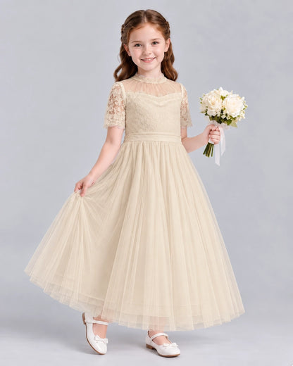 Champagne Ball Gown Flower Girl Dresses Side