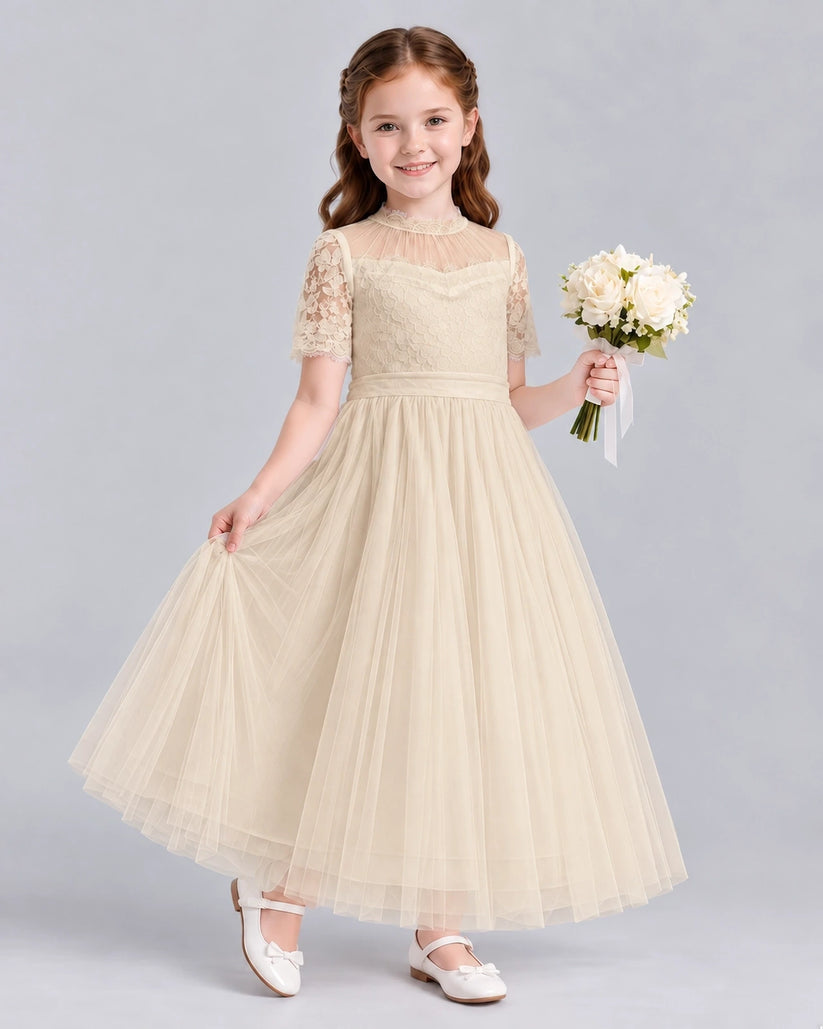 Champagne Ball Gown Flower Girl Dresses Side