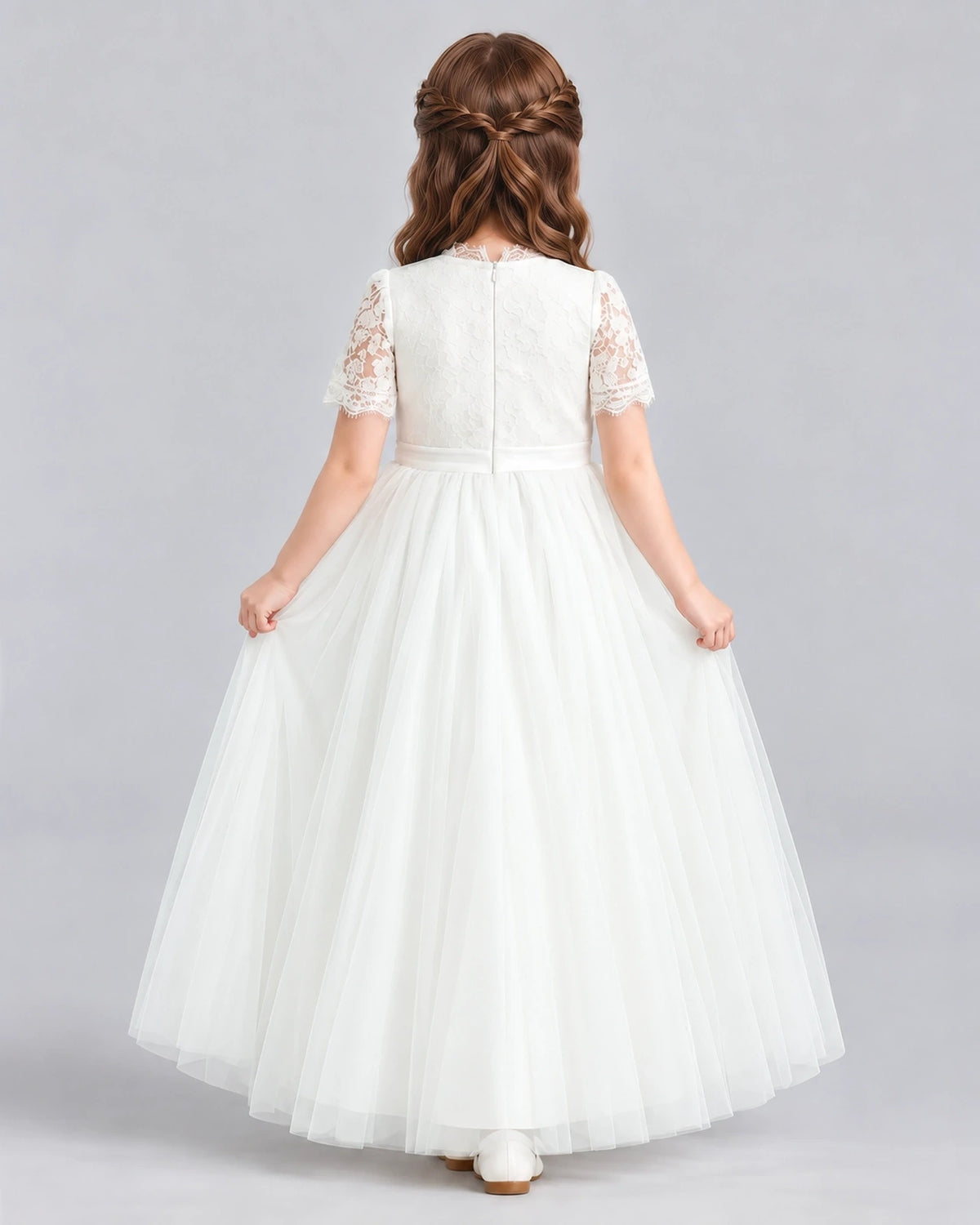 Ivory Ball Gown Flower Girl Dresses Back