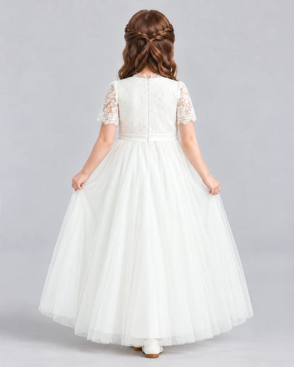 Ivory Ball Gown Flower Girl Dresses Back