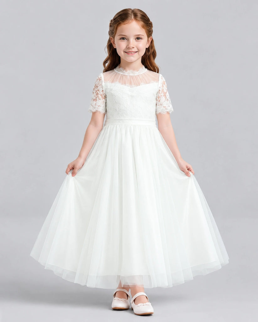 Ivory Ball Gown Flower Girl Dresses Front