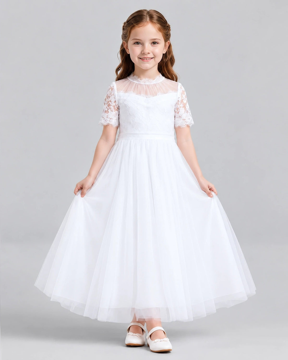 White Ball Gown Flower Girl Dresses Front