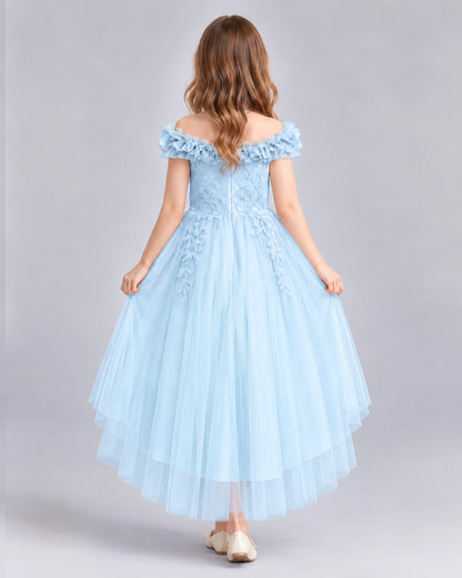Baby Blue Ball Gown Girls Formal Dresses Back