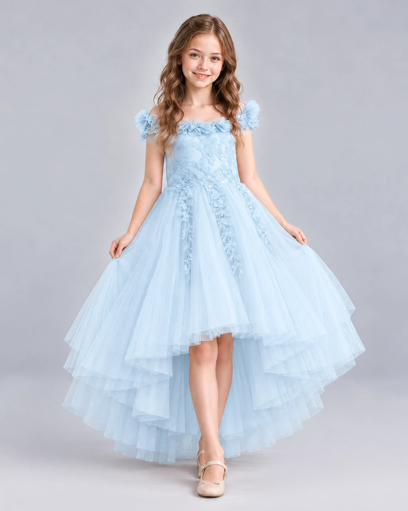 Baby Blue Ball Gown Girls Formal Dresses Front