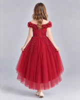 Burgundy Ball Gown Girls Formal Dresses Back