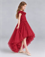 Burgundy Ball Gown Girls Formal Dresses Side