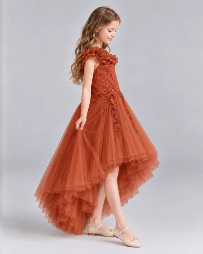 Burnt Orange Ball Gown Girls Formal Dresses Side