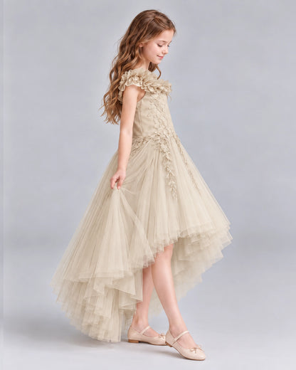 Champagne Ball Gown Girls Formal Dresses Side