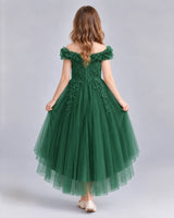 Dark Green Ball Gown Girls Formal Dresses Back