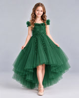 Dark Green Ball Gown Girls Formal Dresses Front