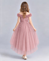 Dusty Rose Ball Gown Girls Formal Dresses Back