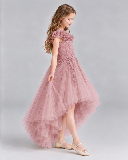 Dusty Rose Ball Gown Girls Formal Dresses Side