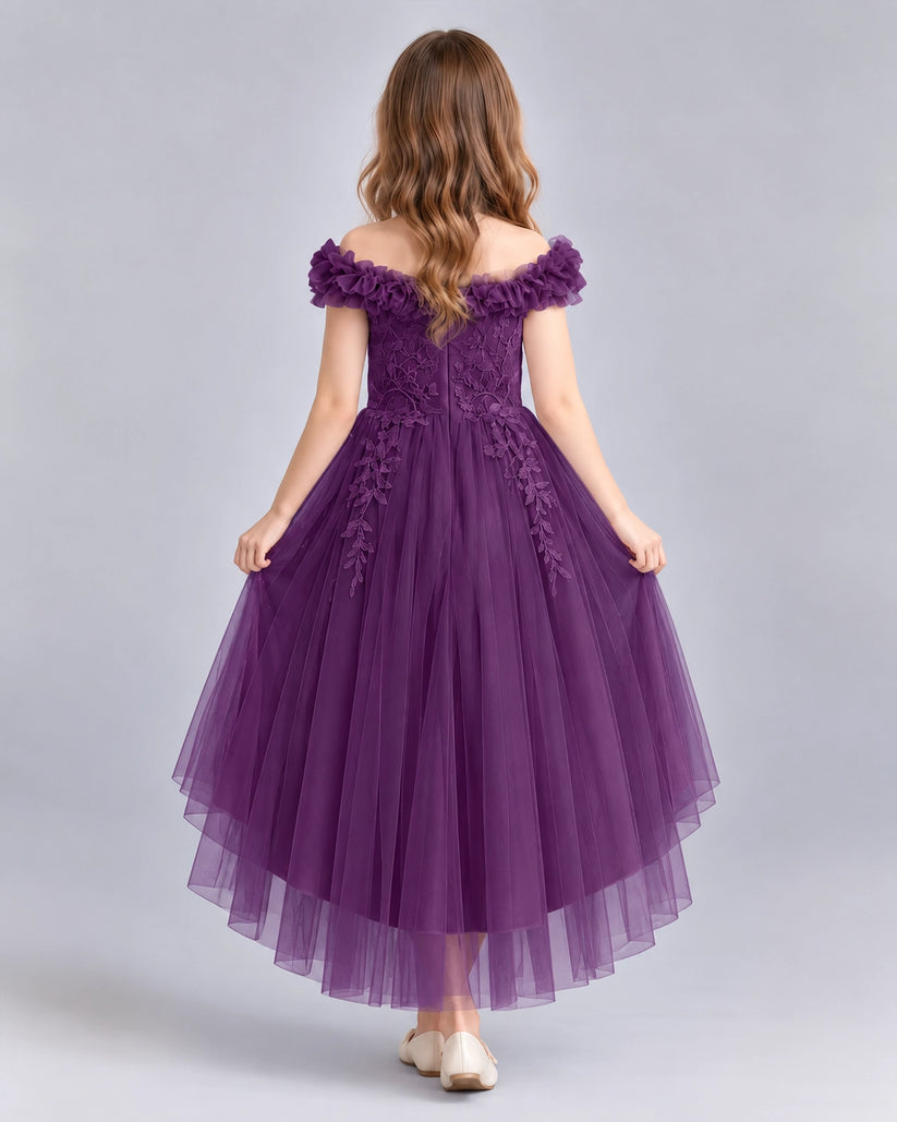 Grape Ball Gown Girls Formal Dresses Back