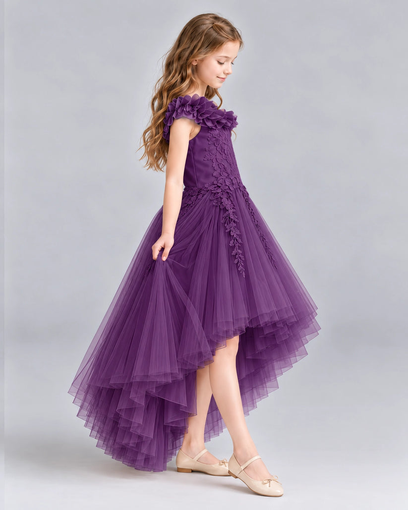 Grape Ball Gown Girls Formal Dresses Side