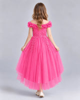 Hot Pink Ball Gown Girls Formal Dresses Back