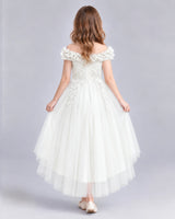 Ivory Ball Gown Girls Formal Dresses Back
