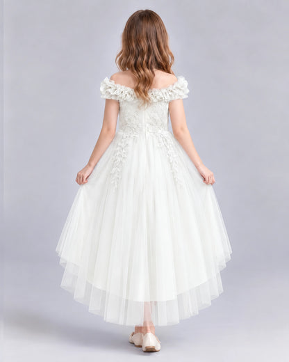 Ivory Ball Gown Girls Formal Dresses Back