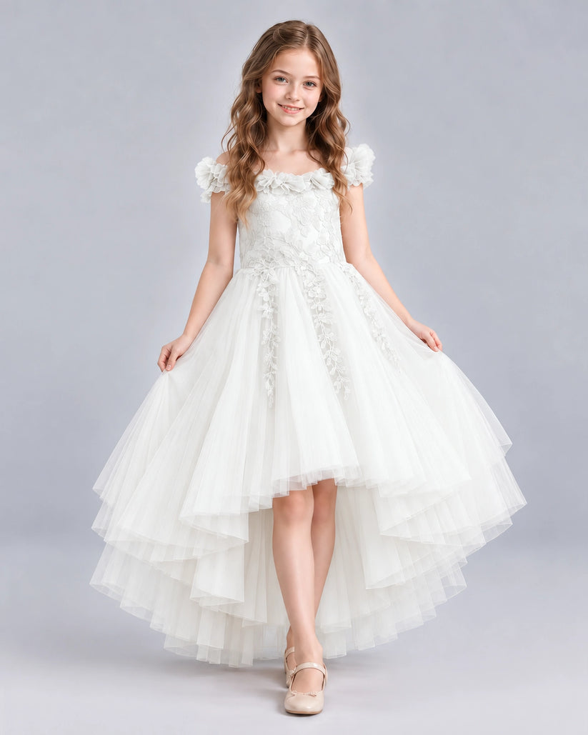Ivory Ball Gown Girls Formal Dresses Front