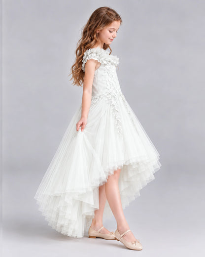 Ivory Ball Gown Girls Formal Dresses Side