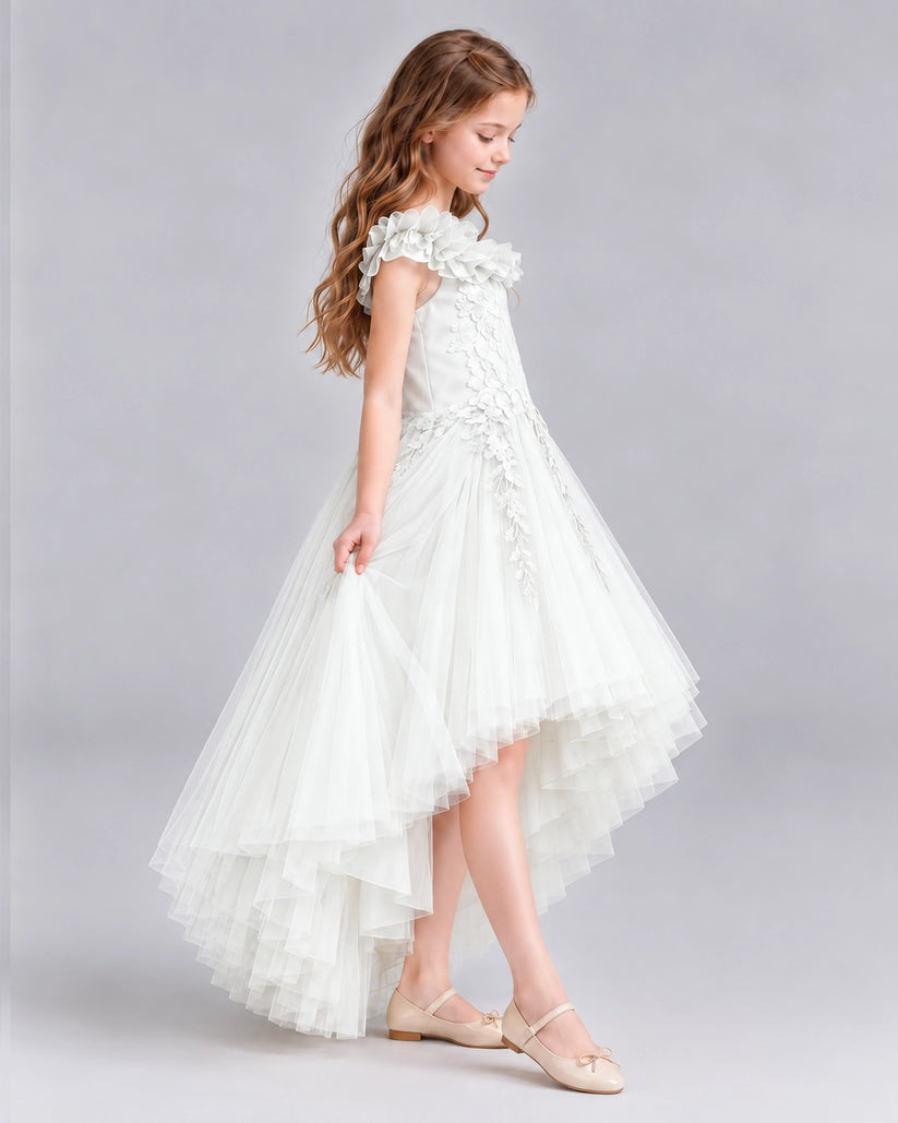 Ivory Ball Gown Girls Formal Dresses Side