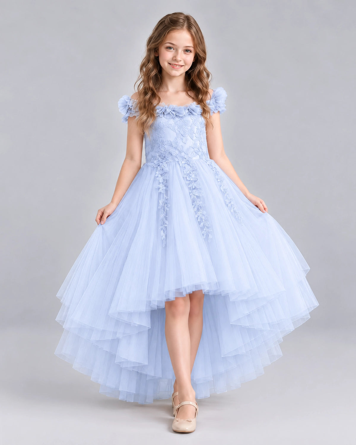 Lavender Ball Gown Girls Formal Dresses Front