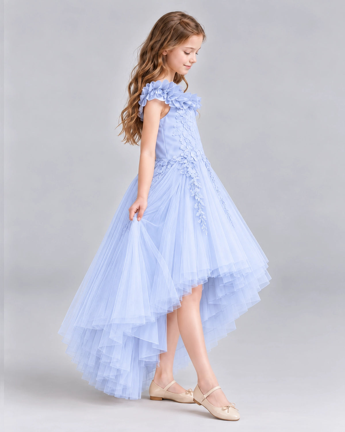 Lavender Ball Gown Girls Formal Dresses Side