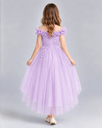 Lilac Ball Gown Girls Formal Dresses Back