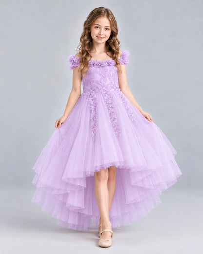Lilac Ball Gown Girls Formal Dresses Front