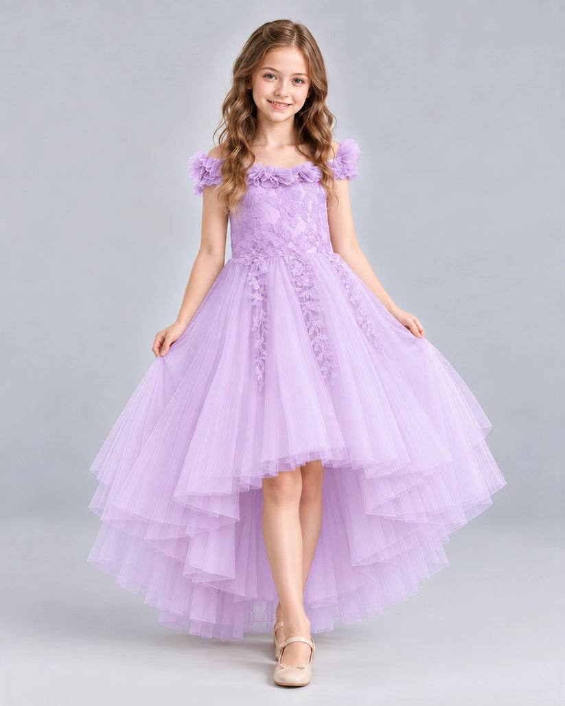 Lilac Ball Gown Girls Formal Dresses Front