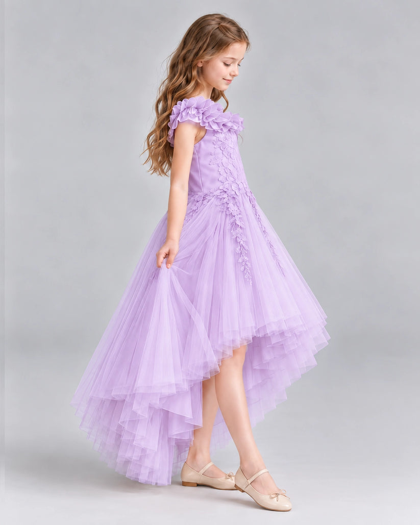 Lilac Ball Gown Girls Formal Dresses Side