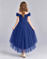 Navy Blue Ball Gown Girls Formal Dresses Back