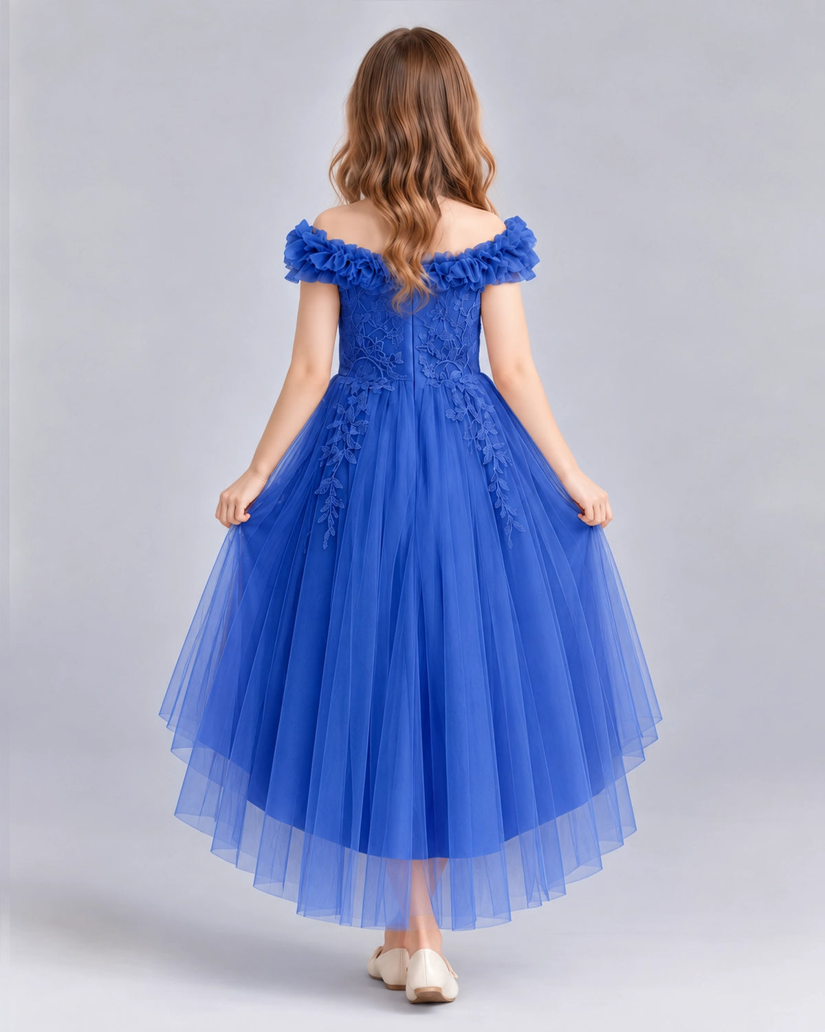 Royal Blue Ball Gown Girls Formal Dresses Back