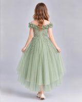 Sage Green Ball Gown Girls Formal Dresses Back